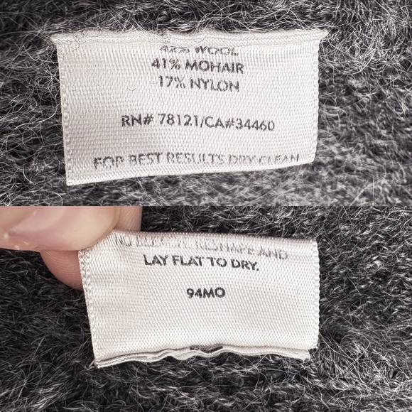 EILEEN FISHER | Wool-Mohair Blend Cowl Neck Sweater in Charcoal Grey | S - Picture 11 of 12